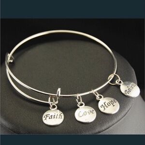 Inspirational silver faith hope message bracelet